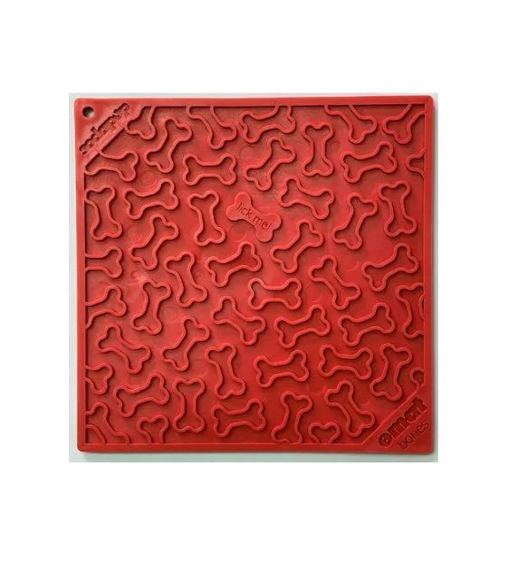 SodaPup Enrichment Lick Mat For Dogs (Square / Red Bones)